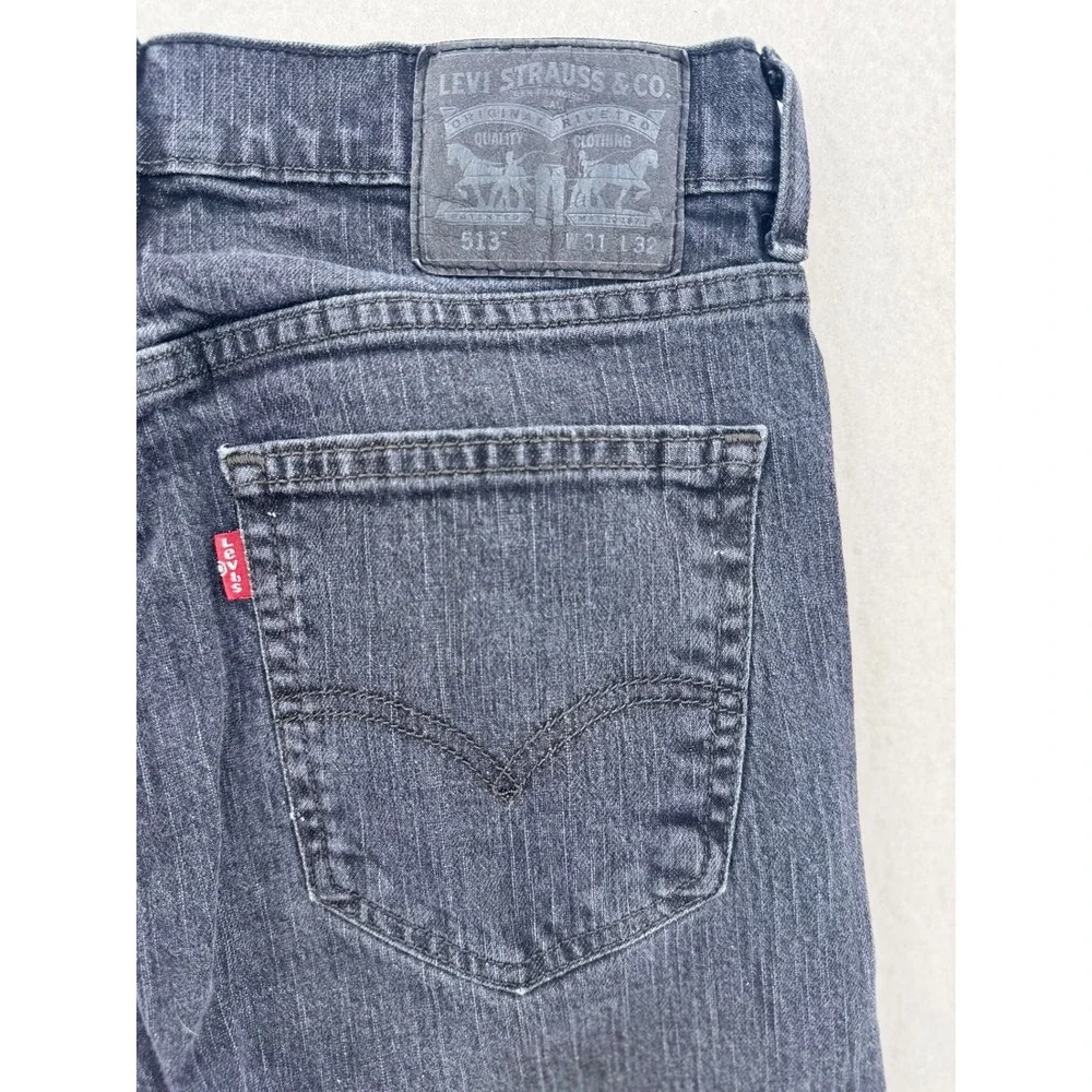 Levis 513 Slim Straight Jeans Mens 31x32 Dark Gray Denim Pants